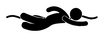 The icon shows a a side view silhouette in black and white tones of a disabled person swimming in a pool.